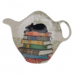 Cat saucer for tea bag - The Kitten on the Pile of Books