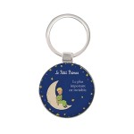 The Little Prince Round Metal Keychain - moon