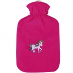 Hot water bottle 2 liters pink with embroidered unicorn