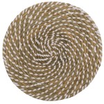 Round straw placemat - White