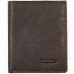 Mocha Brown Zippo wallet with red stitching