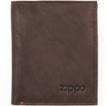 chocolate Brown Zippo wallet with red stitching