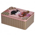 Small geisha compartmentalized metal tea box