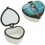 Large Heart Ceramic Trinket Box - Hush Little Bunny