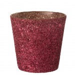 Glittery pink glass pot cover - 10 cm