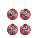 set of 4 flower embroidery Christmas balls