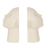 Bookends abstract heads in beige resin