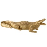 Large golden resin crocodile - 60 cm