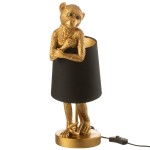Monkey lamp in golden resin 42 cm