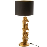 Wise Monkeys lamp in golden resin 88 cm