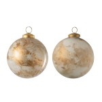 Set of 2 golden marble look Christmas balls