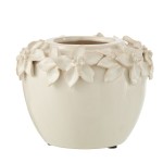 Ceramic pot cover embellished with flowers