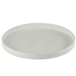 Round tray in white embossed metal