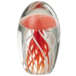 Red jellyfish glass paperweight 11 cm