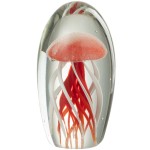 Red jellyfish glass paperweight 16 cm