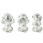 The little astronauts of wisdom in white and silver resin 10 cm