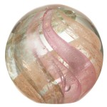Pink and Gold Hurricane Glass Paperweight 10 cm