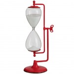 Hourglass decoration red painted metal and glass