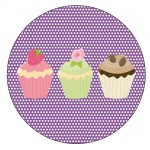 Set of 4 circle coasters 3 cupcakes by Cbkreation