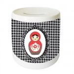 Houndstooth Russian doll money box by Cbkreation