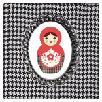 Set of 4 square coasters Houndstooth Russian doll by Cbkreation