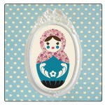 Set of 4 square coasters Starry Russian doll by Cbkreation