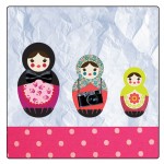 Set of 4 square coasters Russian dolls by Cbkreation