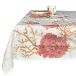 Beige Printed Coated Poly-linen Tablecloth