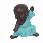 Resin Statue Little Shaolin Monk Blue