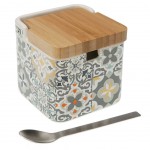 Salt box made of ceramic and bamboo
