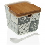 Salt box made of ceramic and bamboo