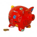 Small red Corsican pig money box