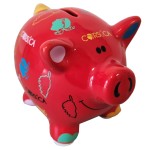 Small red Corsican pig money box