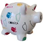 Small white Corsican pig money box