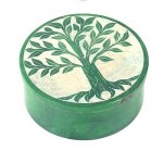 Deco box in Soapstone Tree of Life - Green
