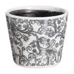 Flower pot in aged white ceramic - Floral pattern