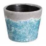 Flower pot in aged ceramic - Blue and grey