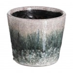 Flower pot in aged ceramic - Grey and black