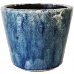 Flower pot in aged ceramic - Dark Blue