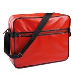 Red Polyvinyl Messenger Bag