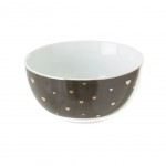 Gray porcelain bowl with small gold hearts