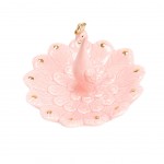 Pink peacock jewelry holder statuette