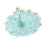 Blue peacock jewelry holder statuette