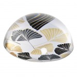 White, Black and Gold Ginkgo Glass Paperweight