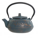 Small Japanese Petrol Blue enameled cast iron Teapot 0.6 Liter