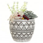 Flowerpot filled with white feathers in resin - Artificial plant