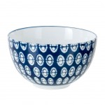 Blue bowl with white patterns in porcelain