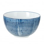 Blue bowl with white porcelain grid
