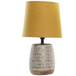 Mustard and bronze stoneware lamp 30.5 cm