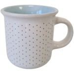 White and blue stoneware cup